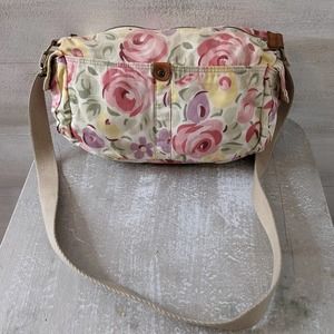 Fossil Classic Brand Floral Fabric Crossover Bag